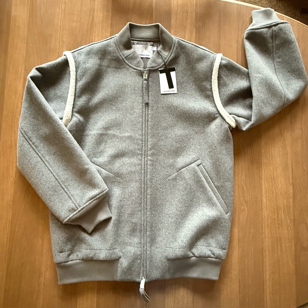 New w/Tags ($695) T by Alexander Wang Bomber Jacket Heather Grey Oversized XS